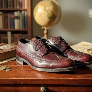 Florsheim Men’s Wingtip Dress Shoes Size 12 Burgundy Oxblood Leather